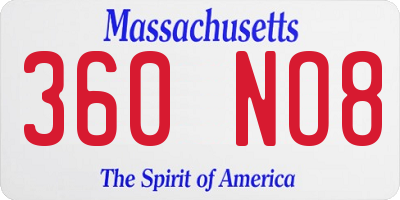 MA license plate 360NO8