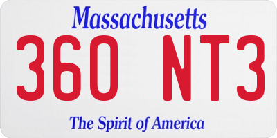 MA license plate 360NT3