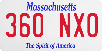 MA license plate 360NX0
