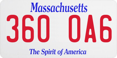 MA license plate 360OA6
