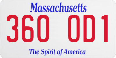 MA license plate 360OD1