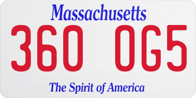 MA license plate 360OG5