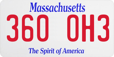 MA license plate 360OH3
