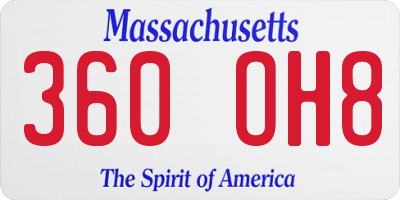 MA license plate 360OH8