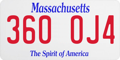 MA license plate 360OJ4
