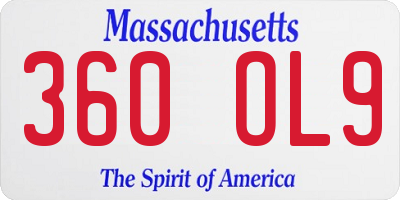 MA license plate 360OL9