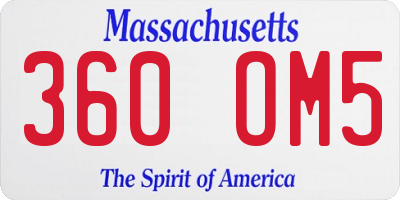 MA license plate 360OM5