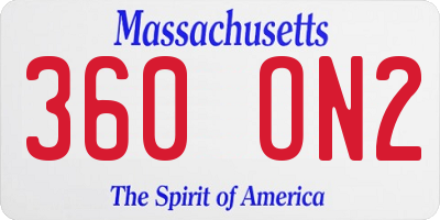 MA license plate 360ON2