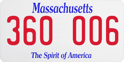 MA license plate 360OO6