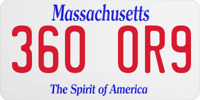 MA license plate 360OR9