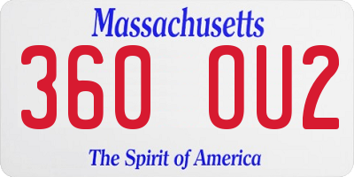MA license plate 360OU2