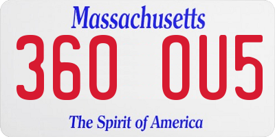 MA license plate 360OU5
