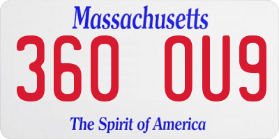 MA license plate 360OU9