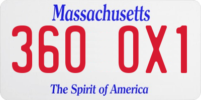 MA license plate 360OX1