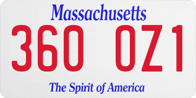 MA license plate 360OZ1
