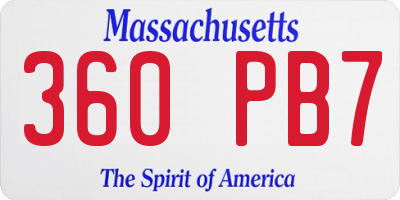 MA license plate 360PB7