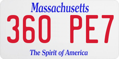 MA license plate 360PE7