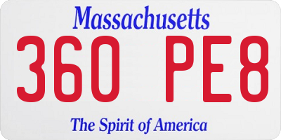MA license plate 360PE8