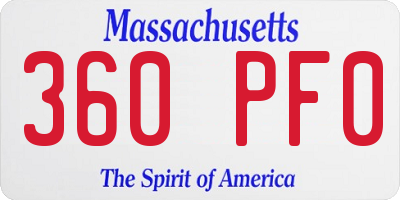 MA license plate 360PF0