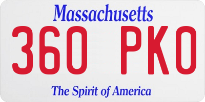MA license plate 360PK0