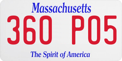 MA license plate 360PO5