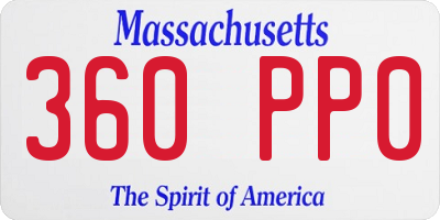 MA license plate 360PP0