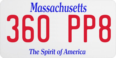 MA license plate 360PP8