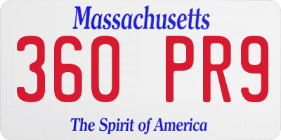 MA license plate 360PR9