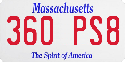 MA license plate 360PS8