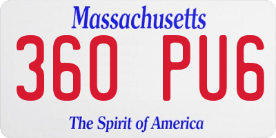 MA license plate 360PU6