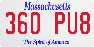 MA license plate 360PU8