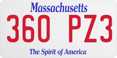 MA license plate 360PZ3