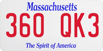 MA license plate 360QK3