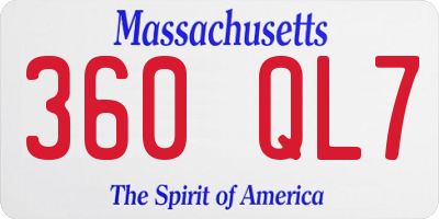 MA license plate 360QL7