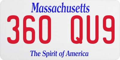 MA license plate 360QU9
