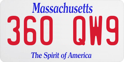 MA license plate 360QW9