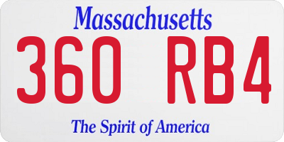 MA license plate 360RB4