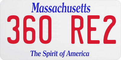 MA license plate 360RE2