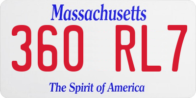 MA license plate 360RL7