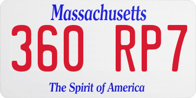 MA license plate 360RP7