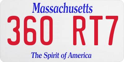 MA license plate 360RT7