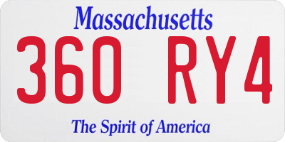 MA license plate 360RY4