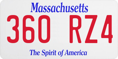 MA license plate 360RZ4