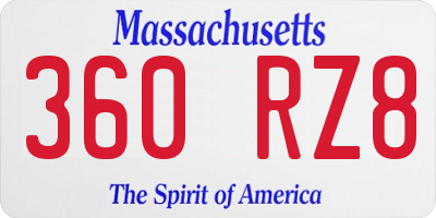 MA license plate 360RZ8