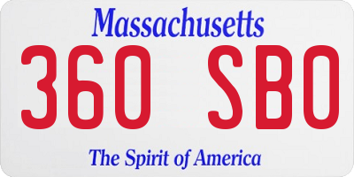 MA license plate 360SB0