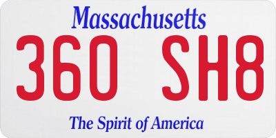 MA license plate 360SH8