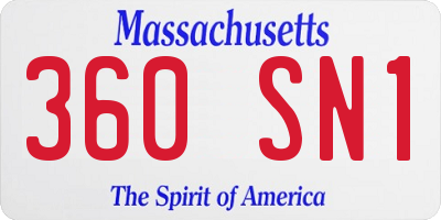 MA license plate 360SN1