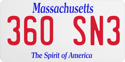 MA license plate 360SN3