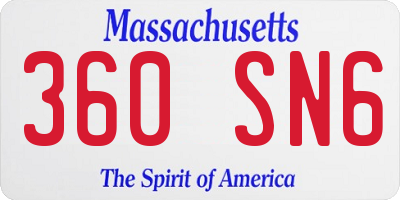 MA license plate 360SN6