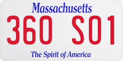 MA license plate 360SO1